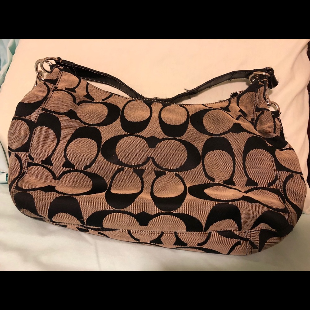 Black Coach Pattern Medium Large Purse - image 2